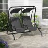 Outdoor Porch Swing with Canopy  2-Seater, Patio Swing Chair for Garden, Poolside, Backyard, Gray