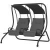 Outdoor Porch Swing with Canopy  2-Seater, Patio Swing Chair for Garden, Poolside, Backyard, Gray