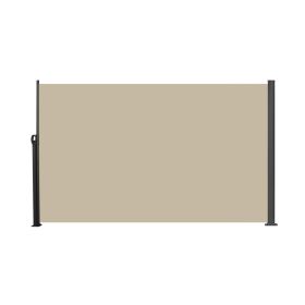 Retractable Side Screen Awning, UV Resistant, Waterproof, Patio Privacy Screen for Garden, Balcony, Courtyard(Dark Grey), 118" x 63"-Beige