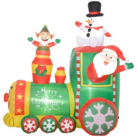 Outsunny 5.9' Christmas Inflatables Train with White LED Lights, Blow-Up Outdoor Christmas Decorations for Lawn Garden Party