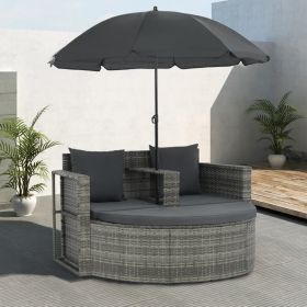 2-Seater Garden Sofa | Grey Poly Rattan Outdoor Seating