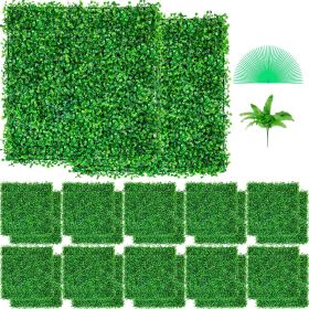 VEVOR Artificial Boxwood Panel UV 24pcs Boxwood Hedge Wall Panels Artificial Grass Backdrop Wall 10" X 10" 4 cm Green Grass Wall