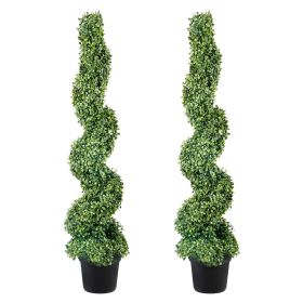 VEVOR 2 pcs. Artificial Boxwood Tower Topiary Spiral Artificial Plant 122cm high Decorative Plant Green Plastic PE Iron Topiary Plants incl. 10 p