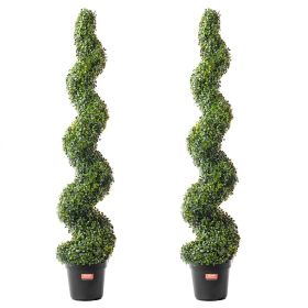 VEVOR 2 Pack 5' Artificial Boxwood Topiary Tree Faux Plant UV Decor In/Outdoor