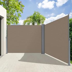 Retractable Side Awning 71x118 Inch Light Gray Privacy Screen Waterproof UV Resistant Polyester Easy to Install Rustproof Durable Frame Patio Gar