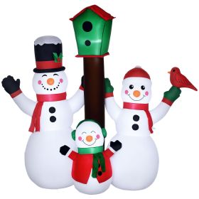 HOMCOM 7ft Christmas Inflatables Outdoor Decorations Snowman Family with Bird and Birdhouse, Blow-Up LED Yard Christmas Decor for Lawn Garden Par
