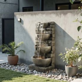 5.63″ 4-Tier Outdoor Water Fountain with LED Lights