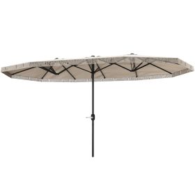 15ft Rectangle Patio Umbrella Extra Large Outdoor Umbrella With Fringe And Crank Handle, Cream White (Option: Cream White)