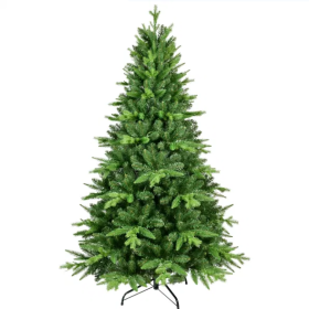 5FT PE PVC Mixed Automatic Christmas Tree With Lights Xmas Decoration Light Up Holiday Season (Color: green)