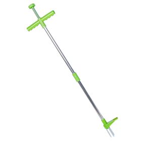 1Pc Weed Puller Twister Stand Up Root Removal Hand Tool 3 Claws Aluminum Grass Manual Remover 38.98in Long Handle With Foot Pedal (Color: green)