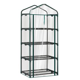27X19X62in PE Cloth Flower Room Transparent PVC Dark Green Iron Pipe Spire Mini With 4 Ply Grid Flower Stand With Zipper Rolling Door (Option: Dark Green)