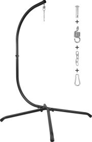 Only Supports Self Pickup-Hammock Swing Stand, C-Stand For Hanging Hammock Chair With Hitch And Spring Hook, 400 Lbs. Load Capacity, Steel Stand (Color: Black)