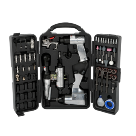 71 Piece Air Tool And Accessories Kit, Impact Wrench, Air Ratchet, Die Grinder, Aire Hammer, Hose Fittings, Storage Case (Option: Black and Silver)