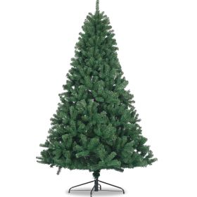 Artificial Christmas Tree All Natural Spruce PVC Fir Tree 7.5 Foot Collapsible Metal Stand Unlit Green (Color: green)