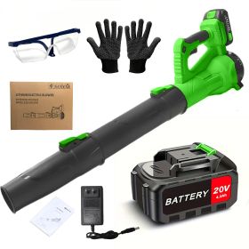 Cordless Leaf Blower 20V Electric Leaf Blower With4.0Ah Batteries And Fast Charger, Variable Speed, Turbo Mode, Battery Powered Handheld Leaf Blo (Color: green)