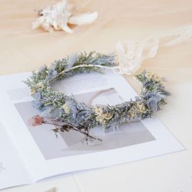 Handmade Natural Dried Flower Corsage Starry Crown Bride Wedding Party Birthday Adult Children's Headdress (Option: Adult)